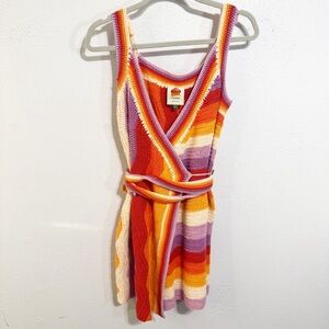 FARM Rio crochet Colorful Knit Mini Dress